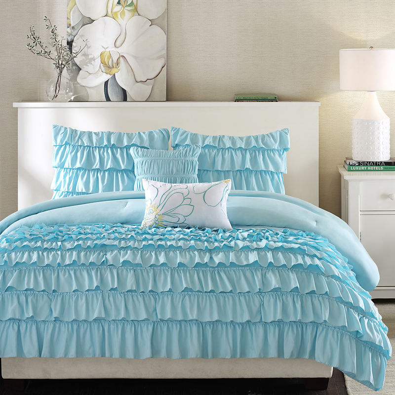 Turquoise Kacie Ruffled Comforter Set