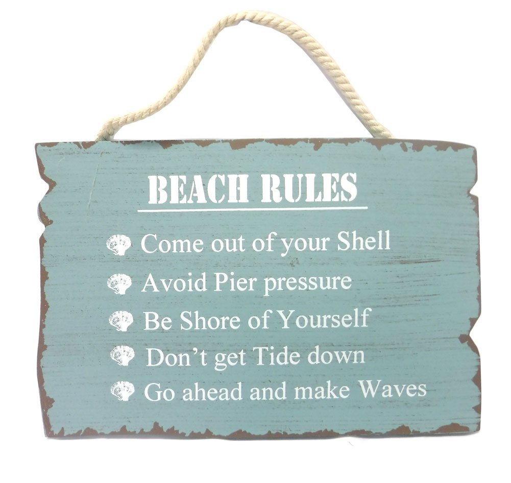 Wooden "Beach Rules" Sign
