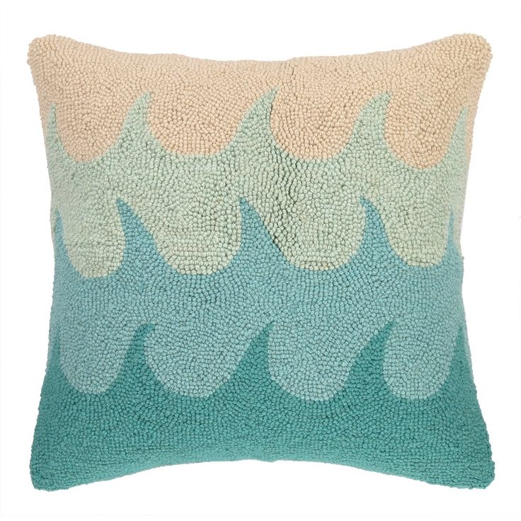 Kate Nelligan Waves Hooked Wool Throw Pillow