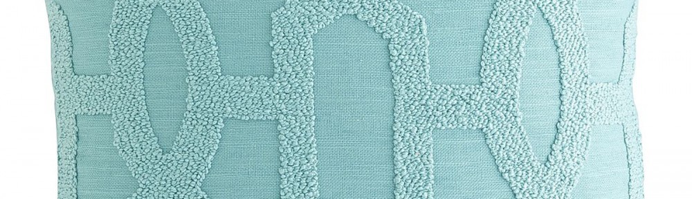 Teal Trellis Embroidered Pillow