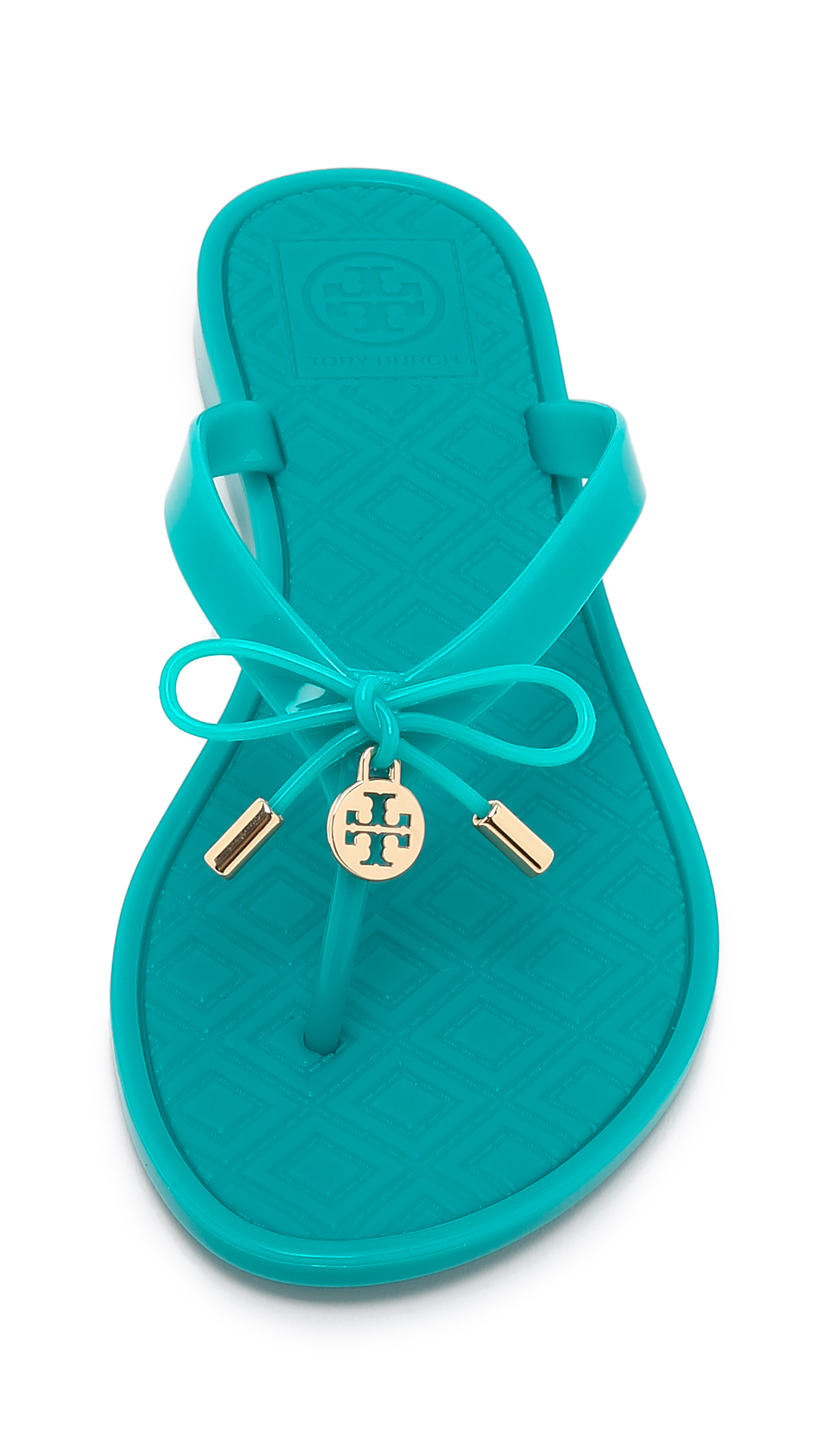 Tory Burch Turquoise Jelly Bow Thong Sandals