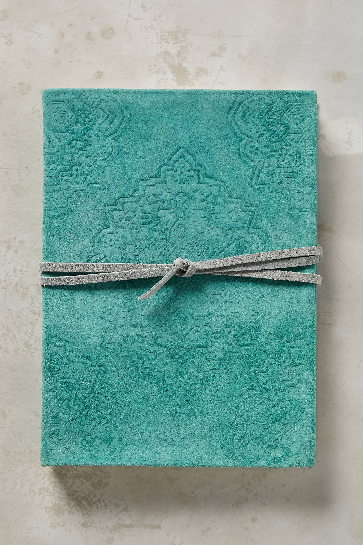 Turquoise Embossed Suede Journal