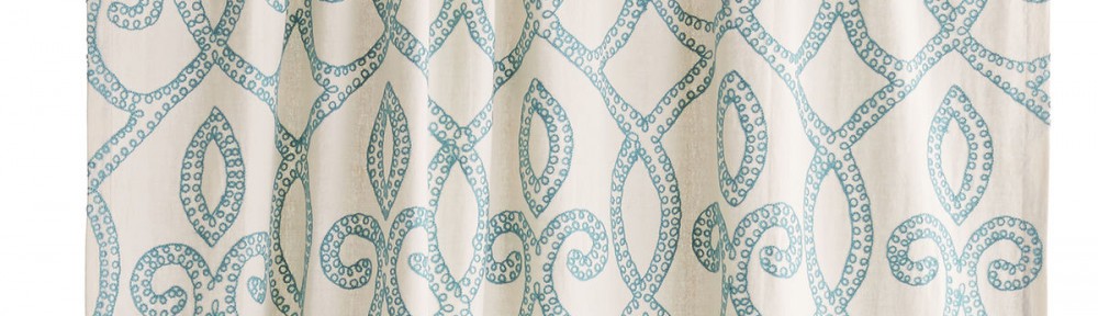 Turquoise Trellis Embroidered Curtain