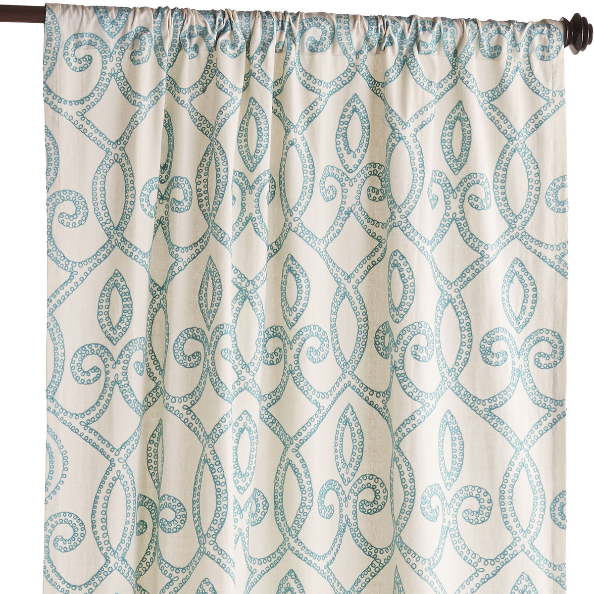 Turquoise Trellis Embroidered Curtain