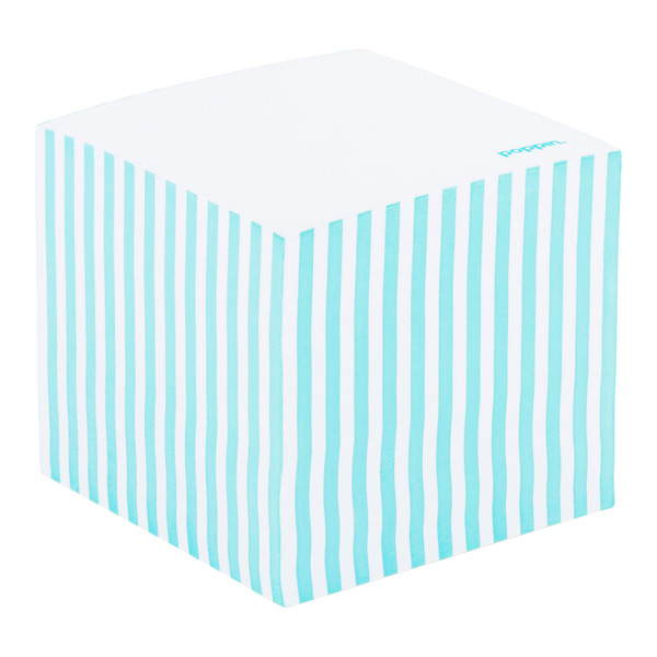 Poppin Aqua Striped Memo Cube