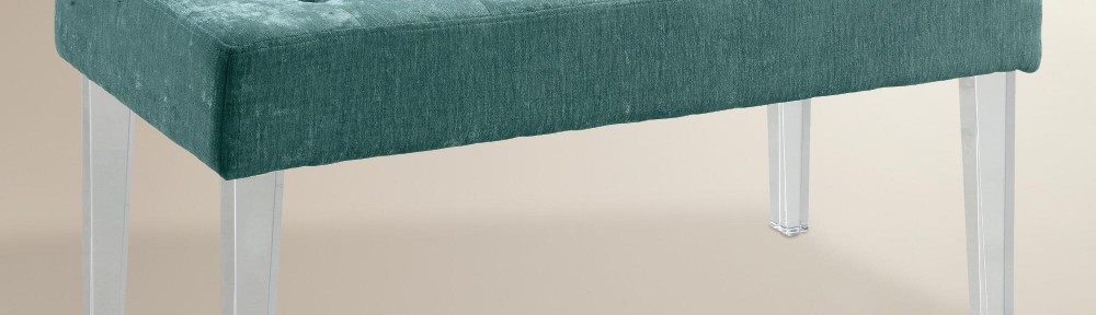 Turquoise Velvet Acrylic Leg Ottoman