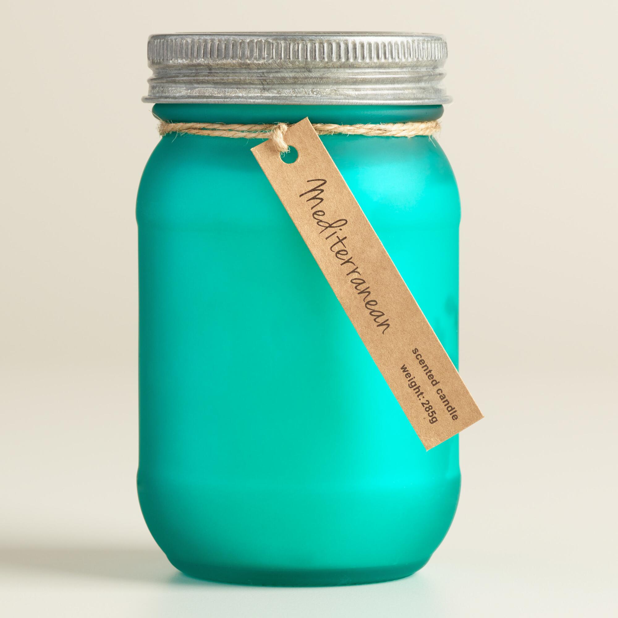 Turquoise Frosted Mason Mediterranean Candle