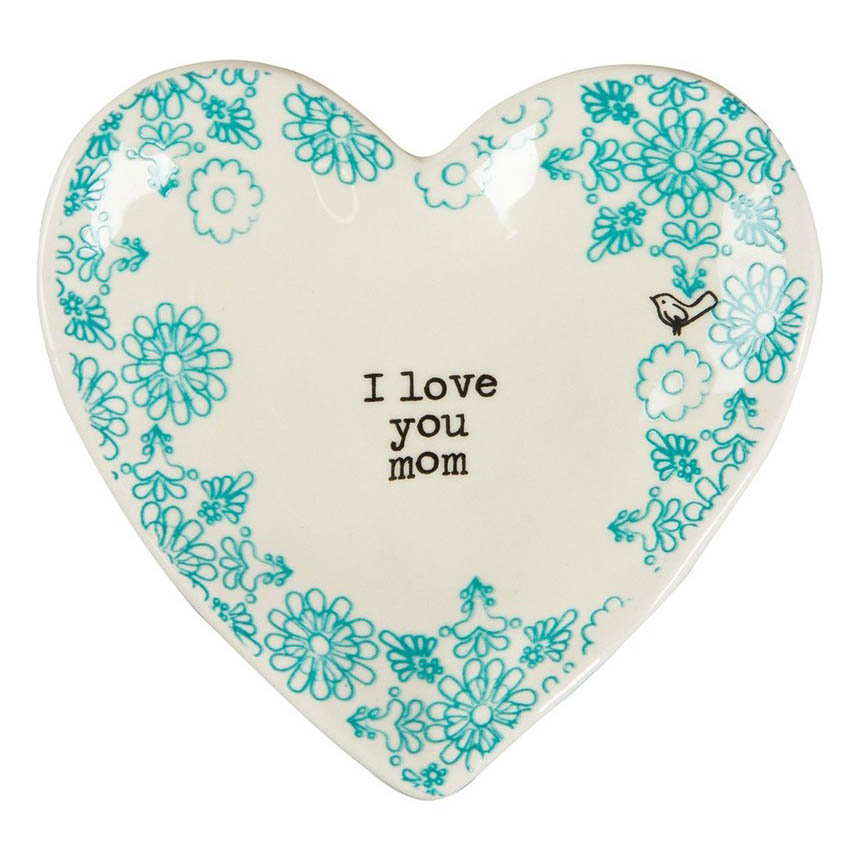 'I Love You Mom' Heart Shaped Ceramic Trinket Tray