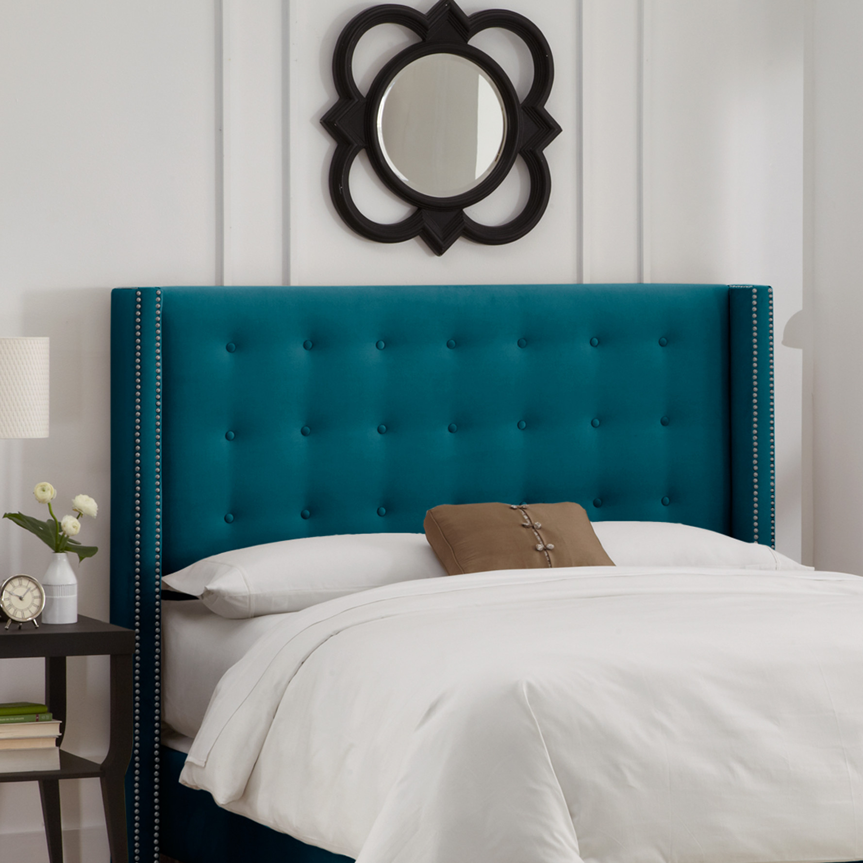 Nail Button Tufted Upholstered Headboard 