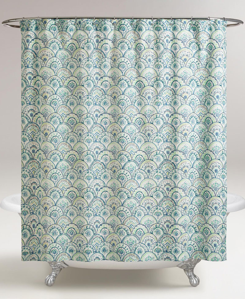 Olivia Blue Scalloped Shower Curtain