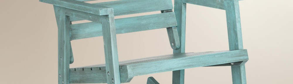 Sea Blue Wood Outdoor Rocking Chair