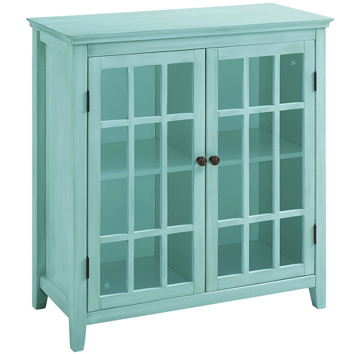 Antique Turquoise Hollins 2-Door Cabinet