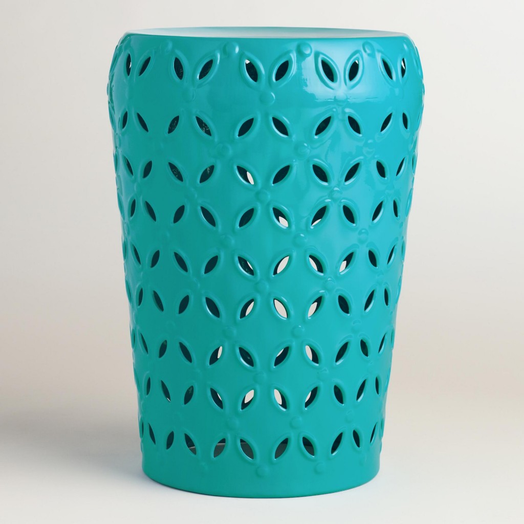 Capri Blue Punched Metal Lili Drum Stool | Everything Turquoise