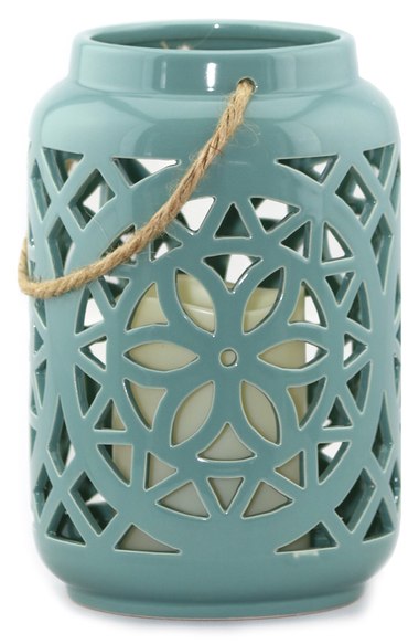 Ceramic Lantern & All-Weather Flameless Candle