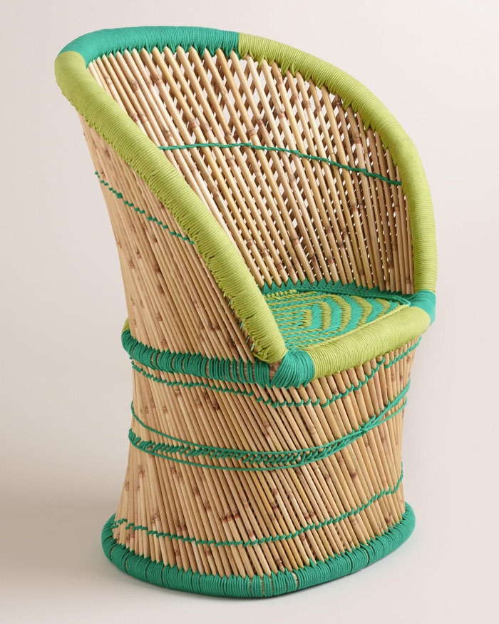 Green and Teal Woven Reed Chair