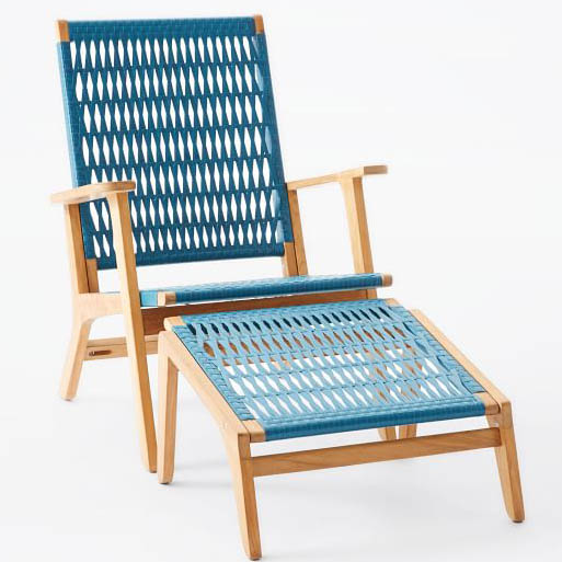 Teal Catskill Wood and Wicker Chair