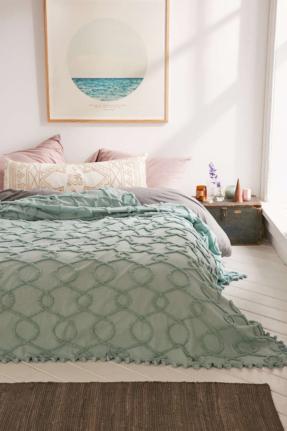 Turquoise Lovona Tufted Coverlet
