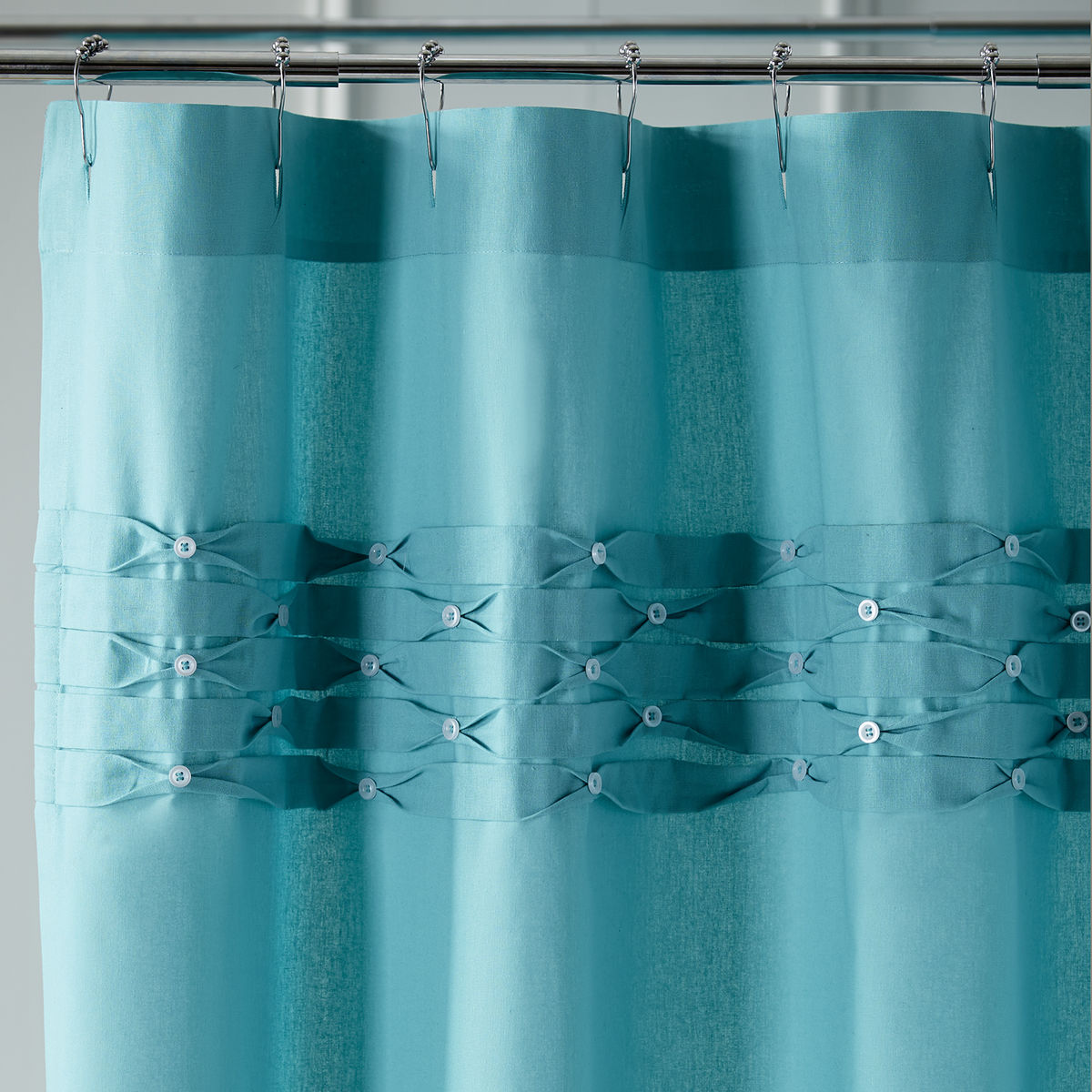 Turquoise Pintuck Shower Curtain