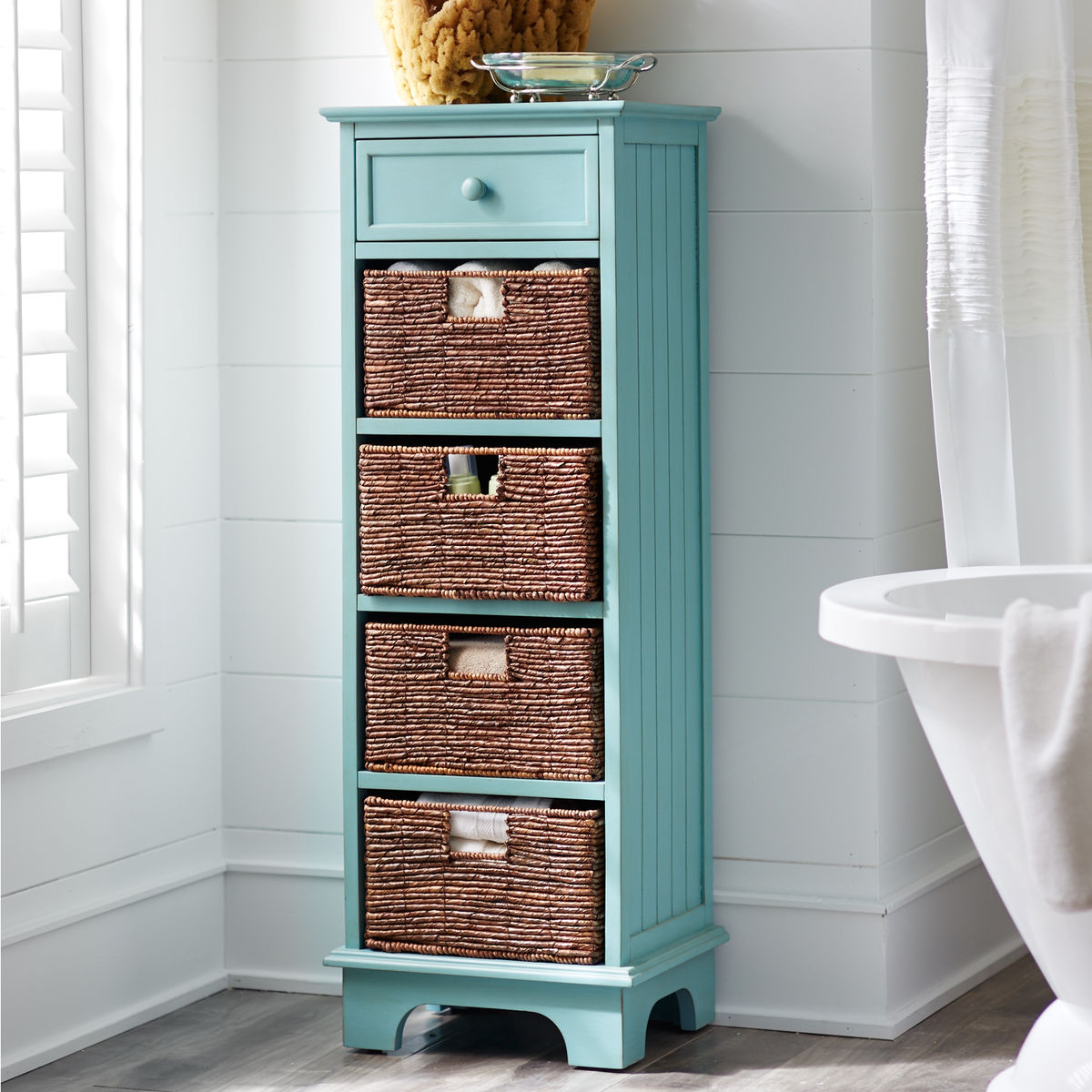 Antique Sky Blue Holtom Tall Cabinet