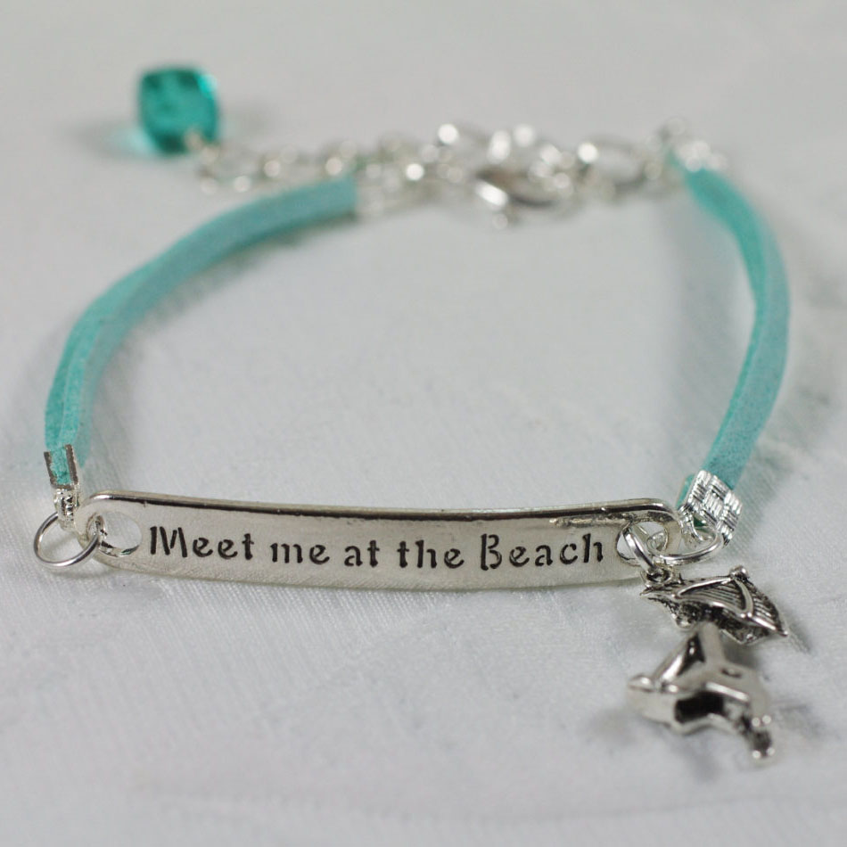 Meet Me at the Beach Turquoise Leather Charm Bracelet