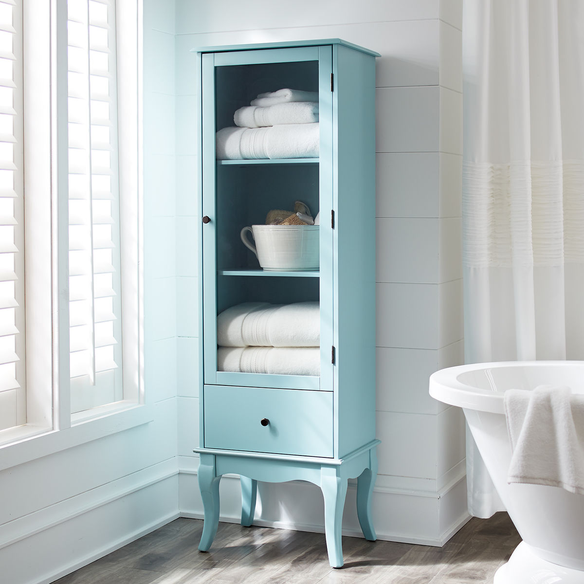 sky blue cabinets