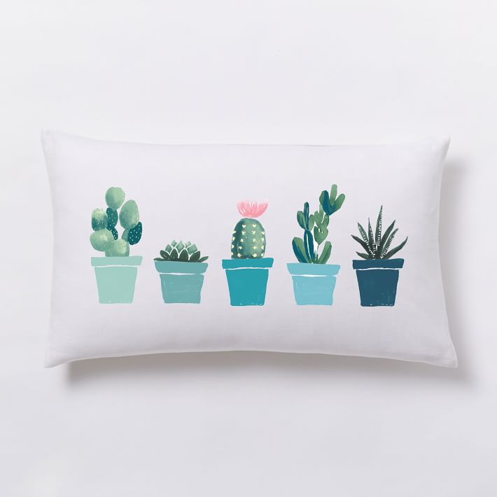 Summer Cacti Lumbar Pillow Cover