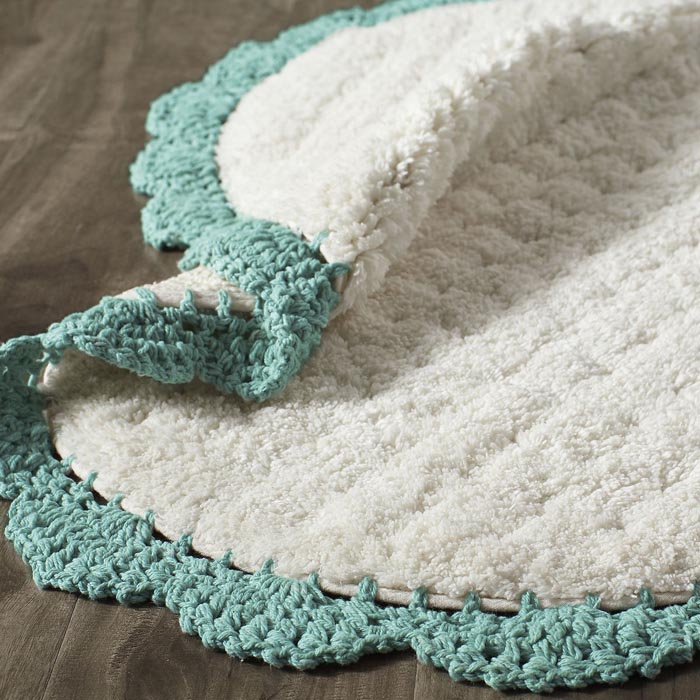 Crochet Edge Teal Bath Rug