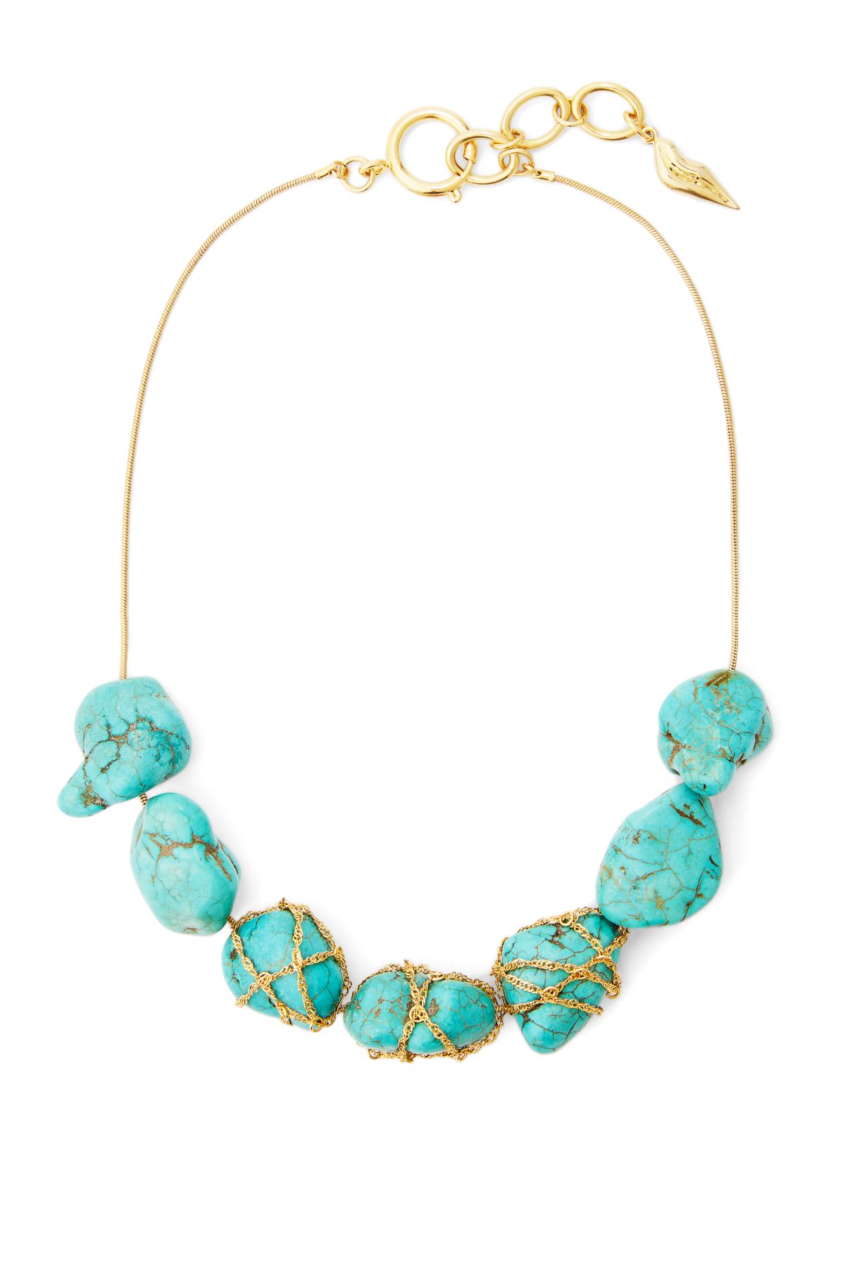 Semiprecious Turquoise Stone and Chain Necklace