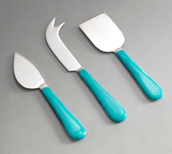 Turquoise Enamel Cheese Knives Set