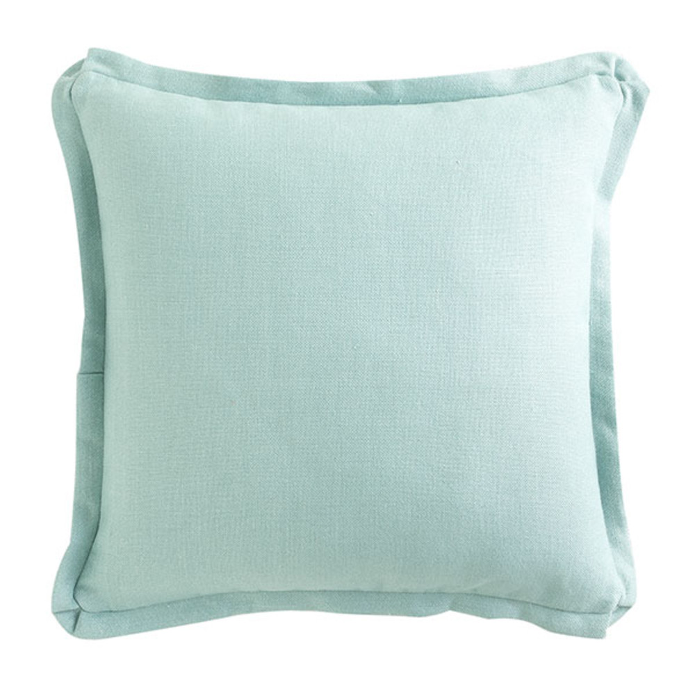 Aqua Flanged European Flax Linen Pillow Cover