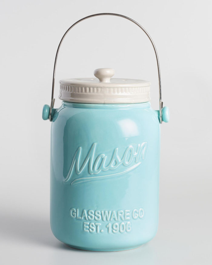 Blue Mason Jar Ceramic Compost Bin