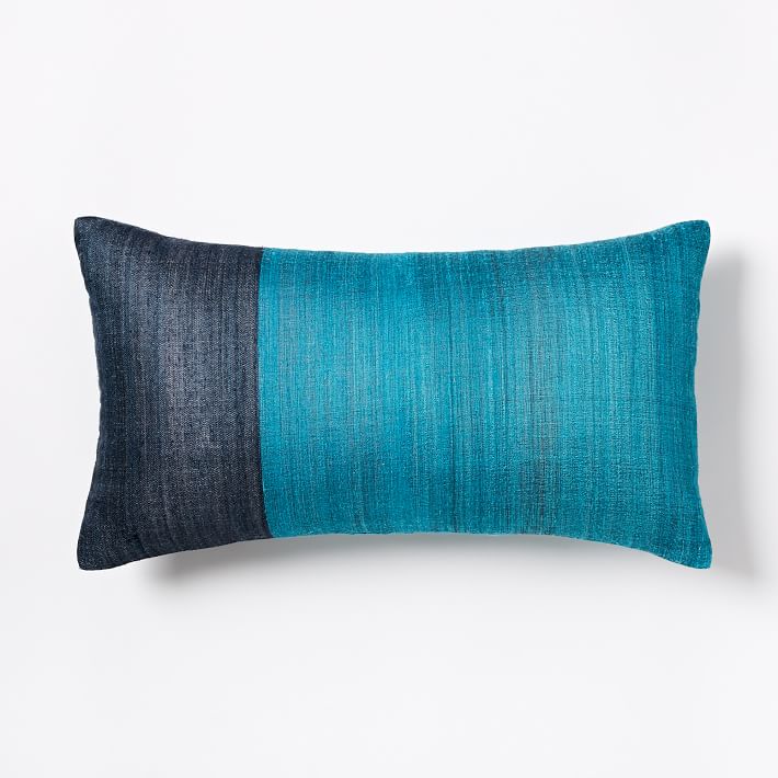 Blue Teal Sari Silk Pillow Cover