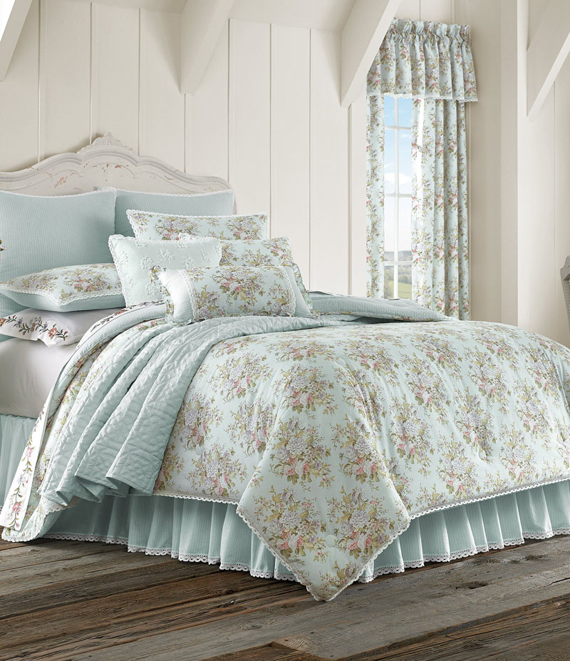 Piper & Wright Haley Lace-Trimmed Floral & Striped Comforter Set