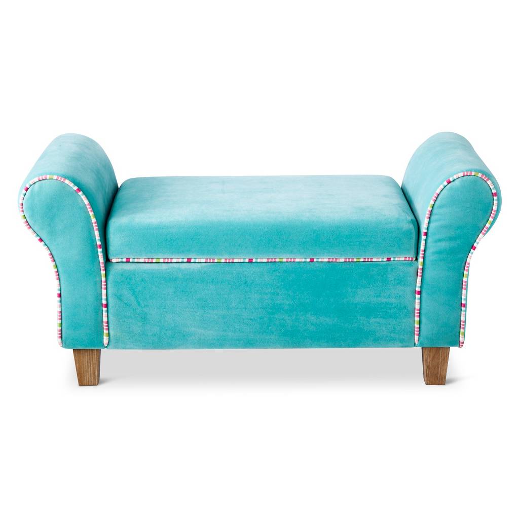 Turquoise Kids Upholstered Storage Bench