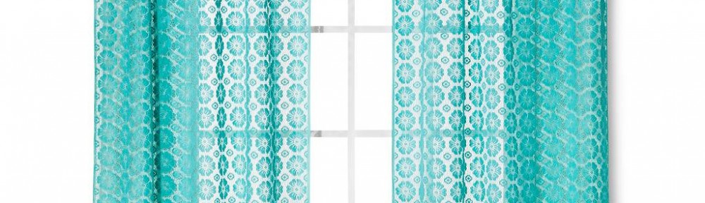 Turquoise Crochet Curtain Panel