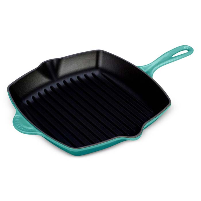 Turquoise Le Creuset Classic Square Skillet Grill