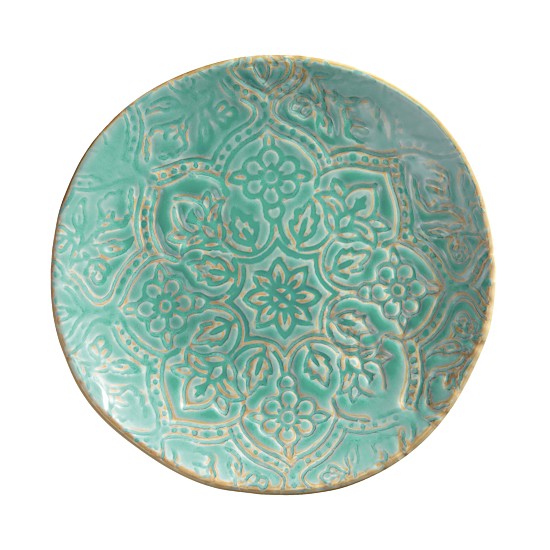 Turquoise Artisan Tile Round Melamine Salad Plate