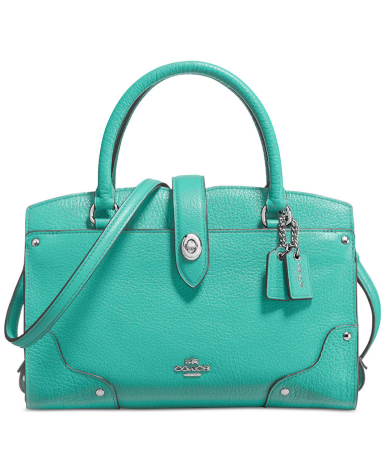 COACH Mercer Satchel 24 in Aqua Grain Leather | Everything Turquoise