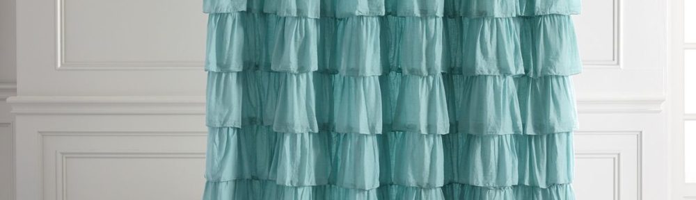 Ruffled Turquoise Shower Curtain