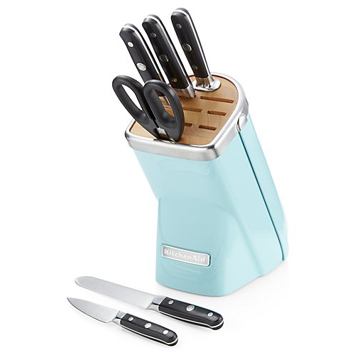 KitchenAid Professional Series 7-Piece Knife Block Set Aqua Sky