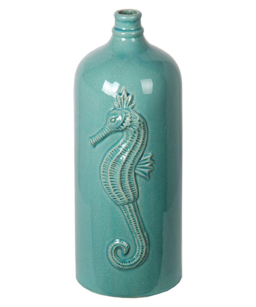 Turquoise 15.5 in Seahorse Table Vase