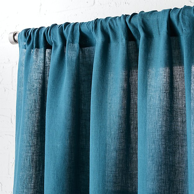 Linen Teal Curtain Panel