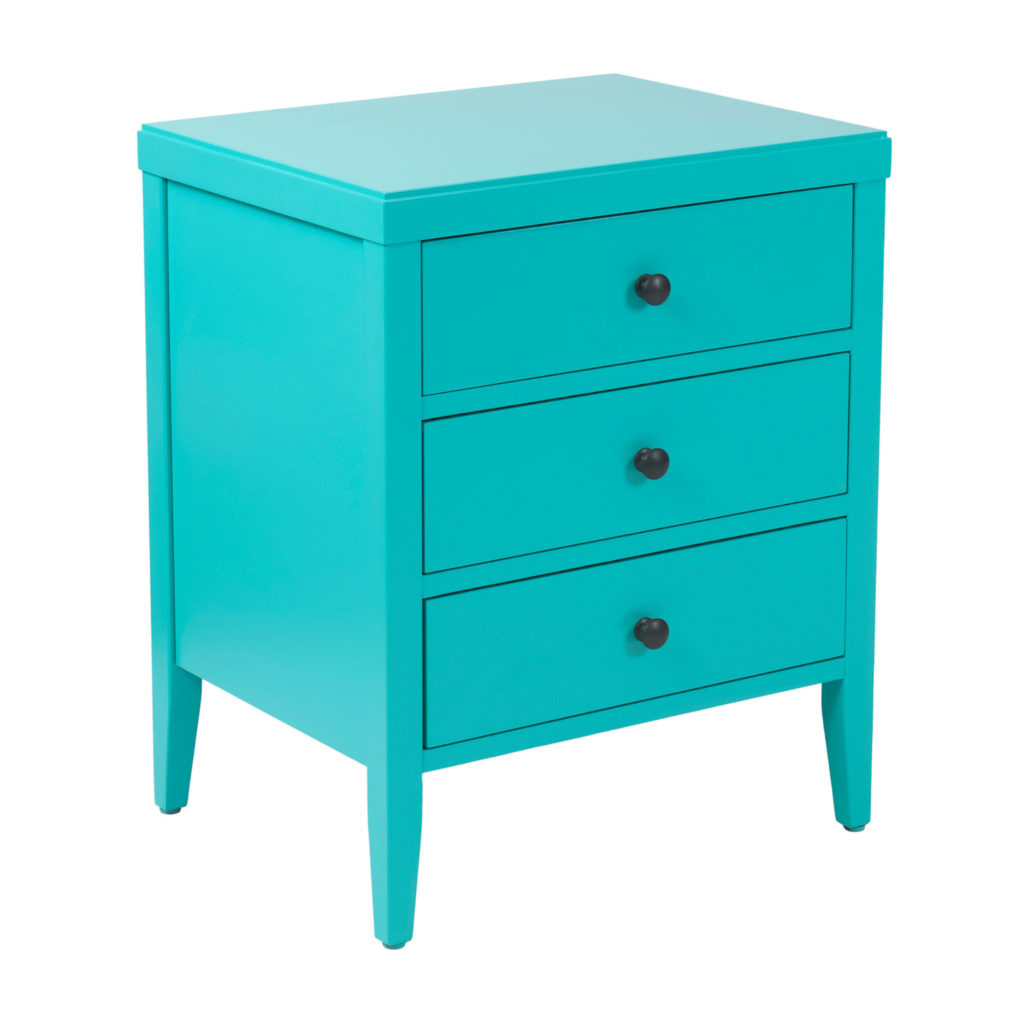 Turquoise Acacia Wood Rectangle Accent Table