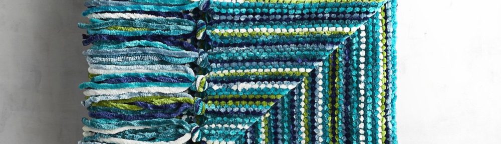 Teal Streamers Chenille Throw