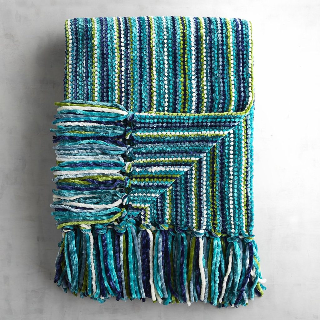 Teal Streamers Chenille Throw