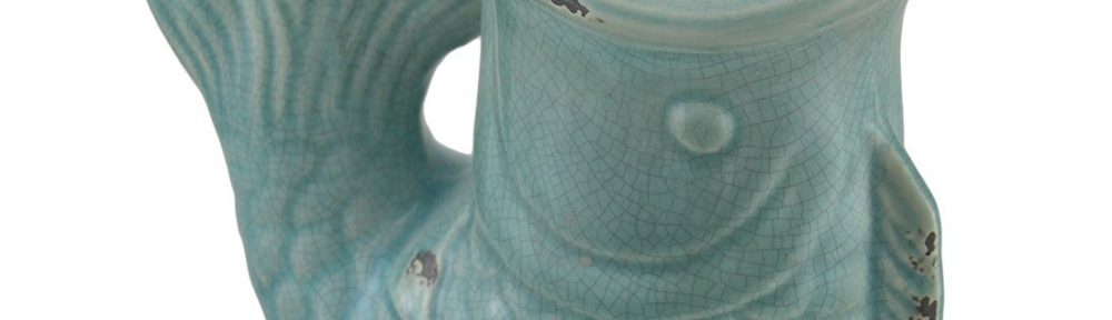 Blue Crackle Finish Ceramic Koi Fish Vase