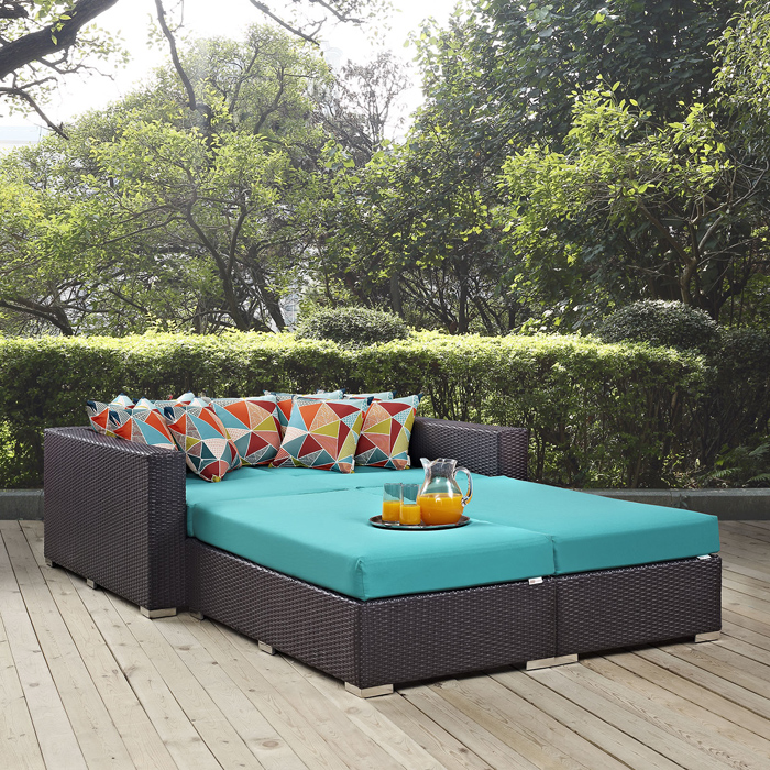 Turquoise 4 Piece Patio Daybed with Cushions