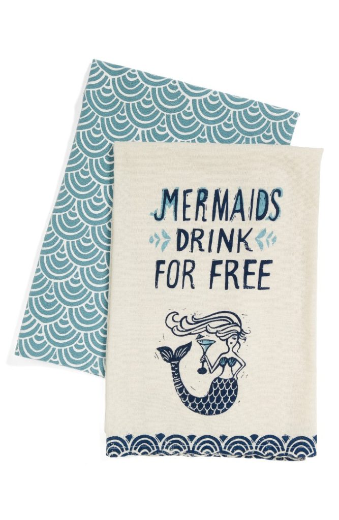 Mermaids Drink For Free Set of 2 Dish Towels