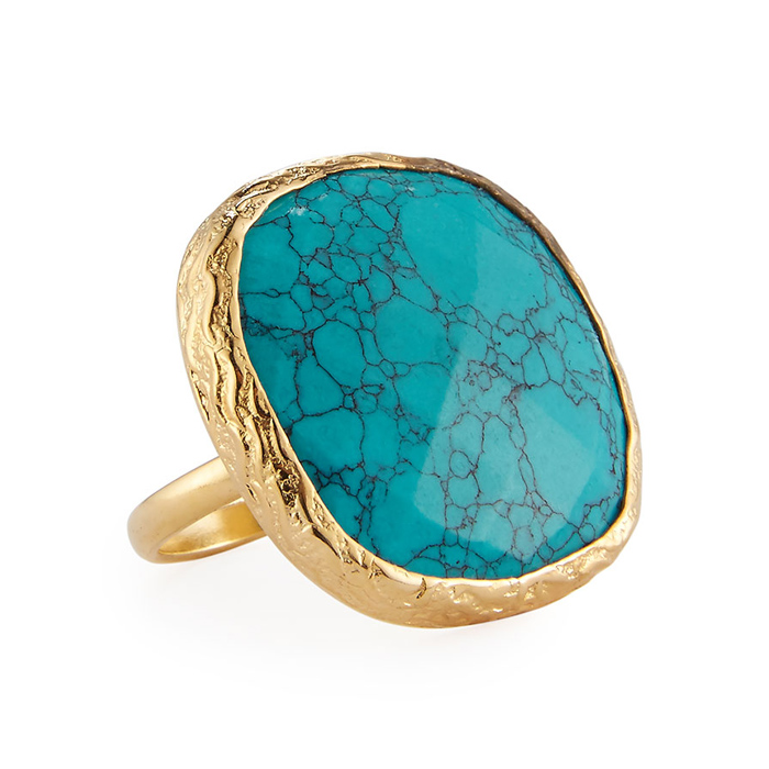 Adjustable Simulated Turquoise Cocktail Ring