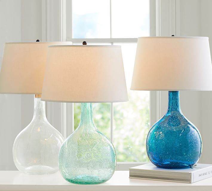 aqua glass table lamp